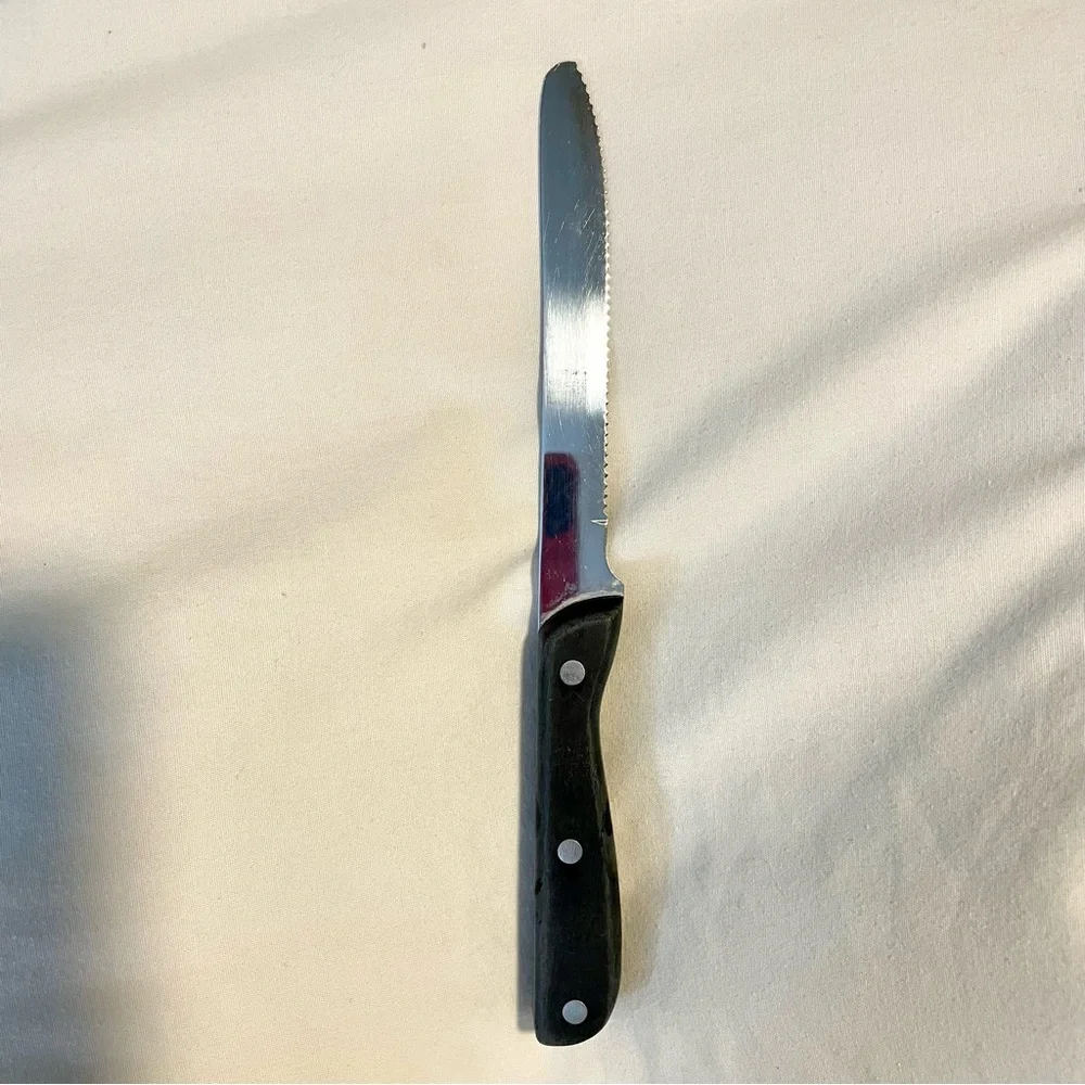UNBRANDED 1412BY 10” Round Tip Steak Knife - Black Riveted Handle - (Walco-like)